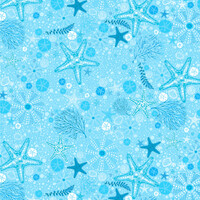 Electric Ocean - Aqua Starfish & Sand Dollars