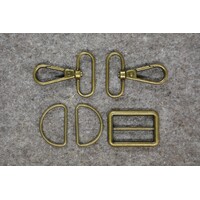 Bronze 1-1/4in Wide Bag Strap Hardware 5pc
