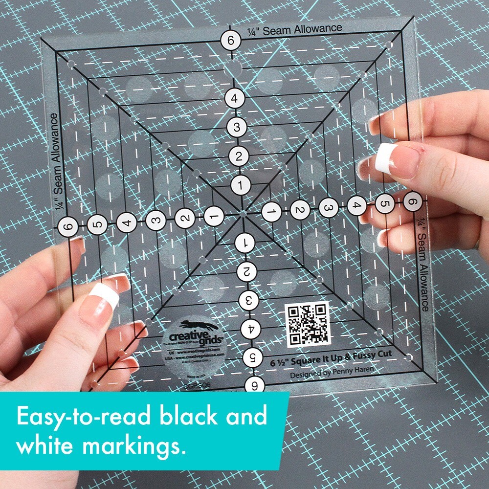 Creative Grids - 6-1/2in Square It Up or Fussy Cut Square Quilt Ruler