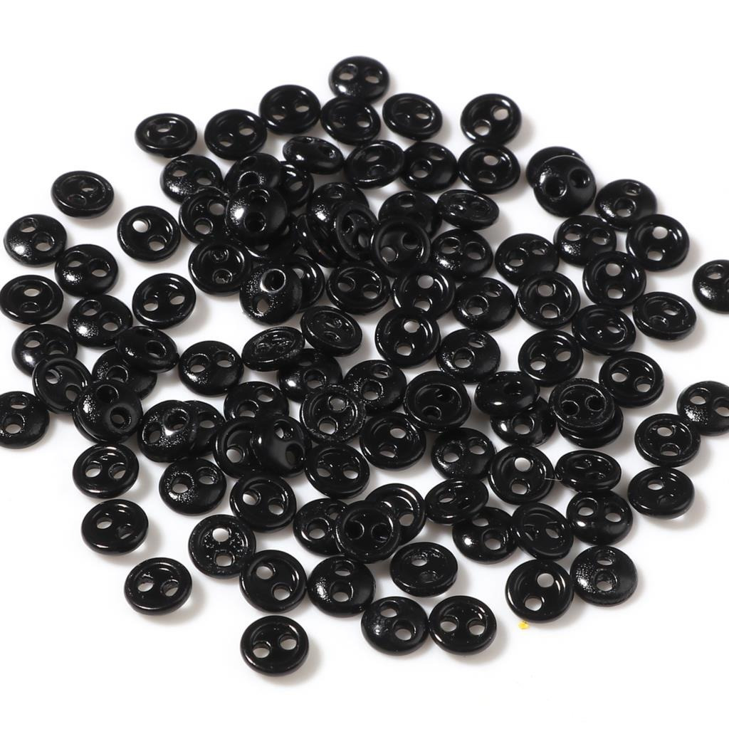 Buttons Mini 4mm - 2 Hole Black Colour