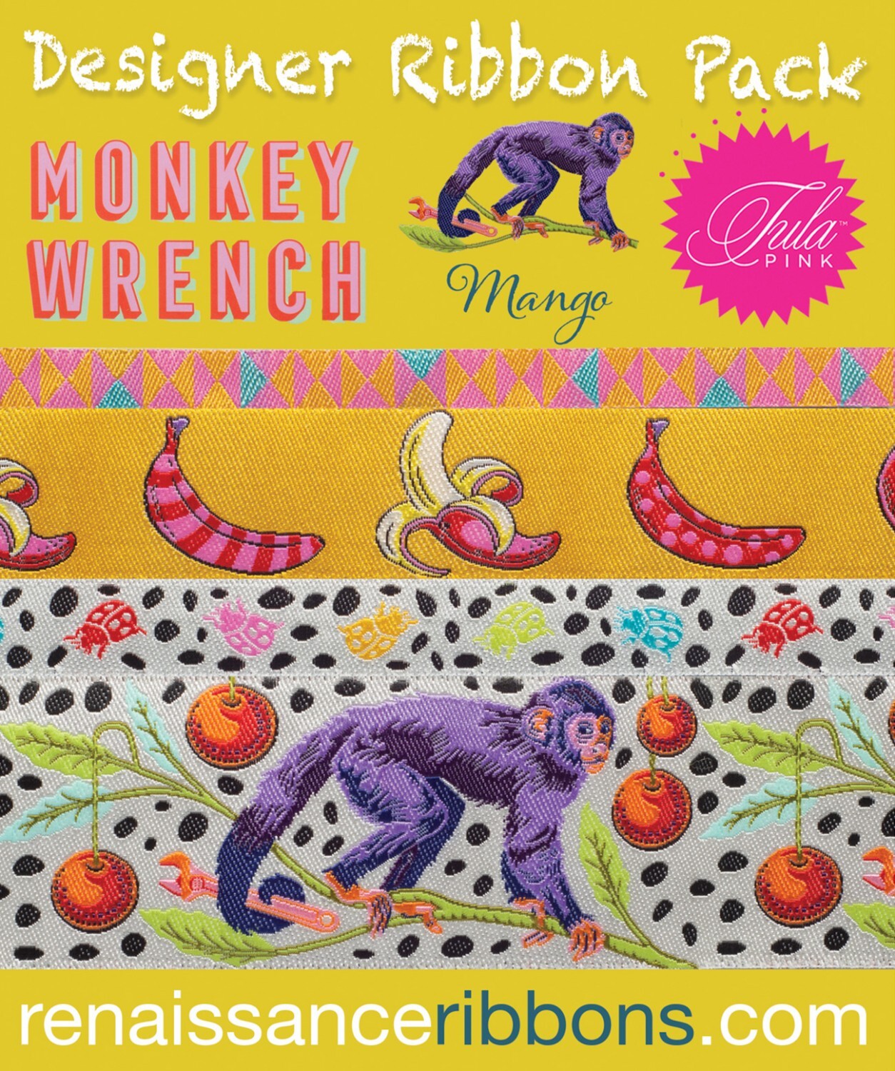 Tula Pink Monkey Wrench Mango Ribbon Pack
