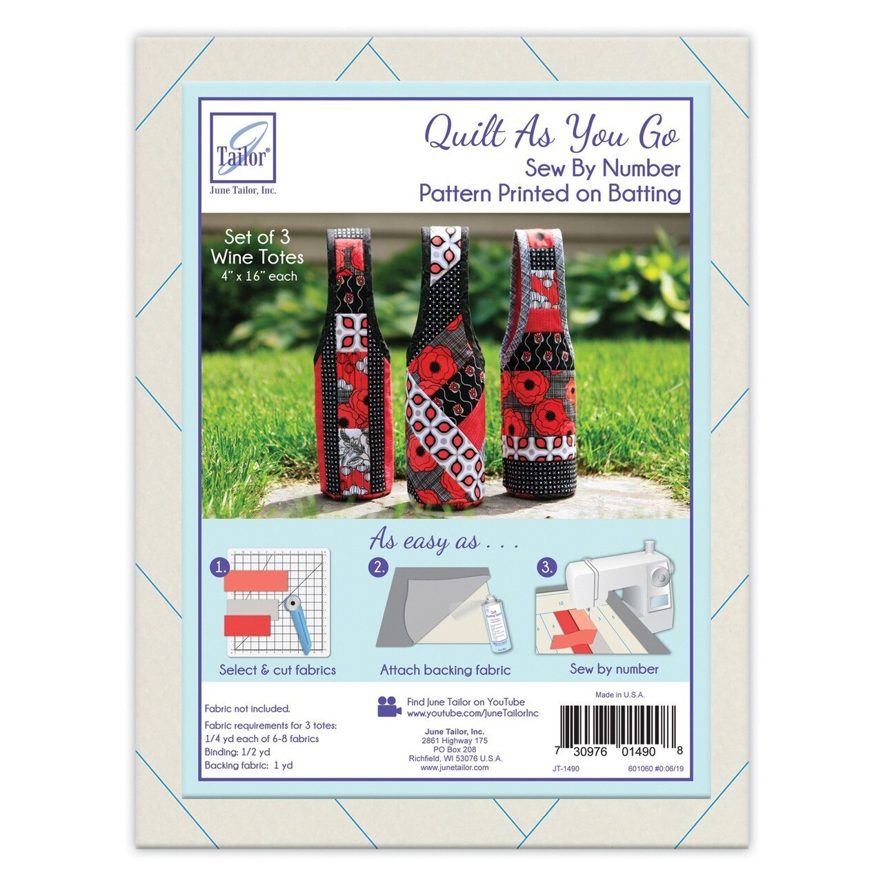 Quilt as You Go Wine Totes June Tailor