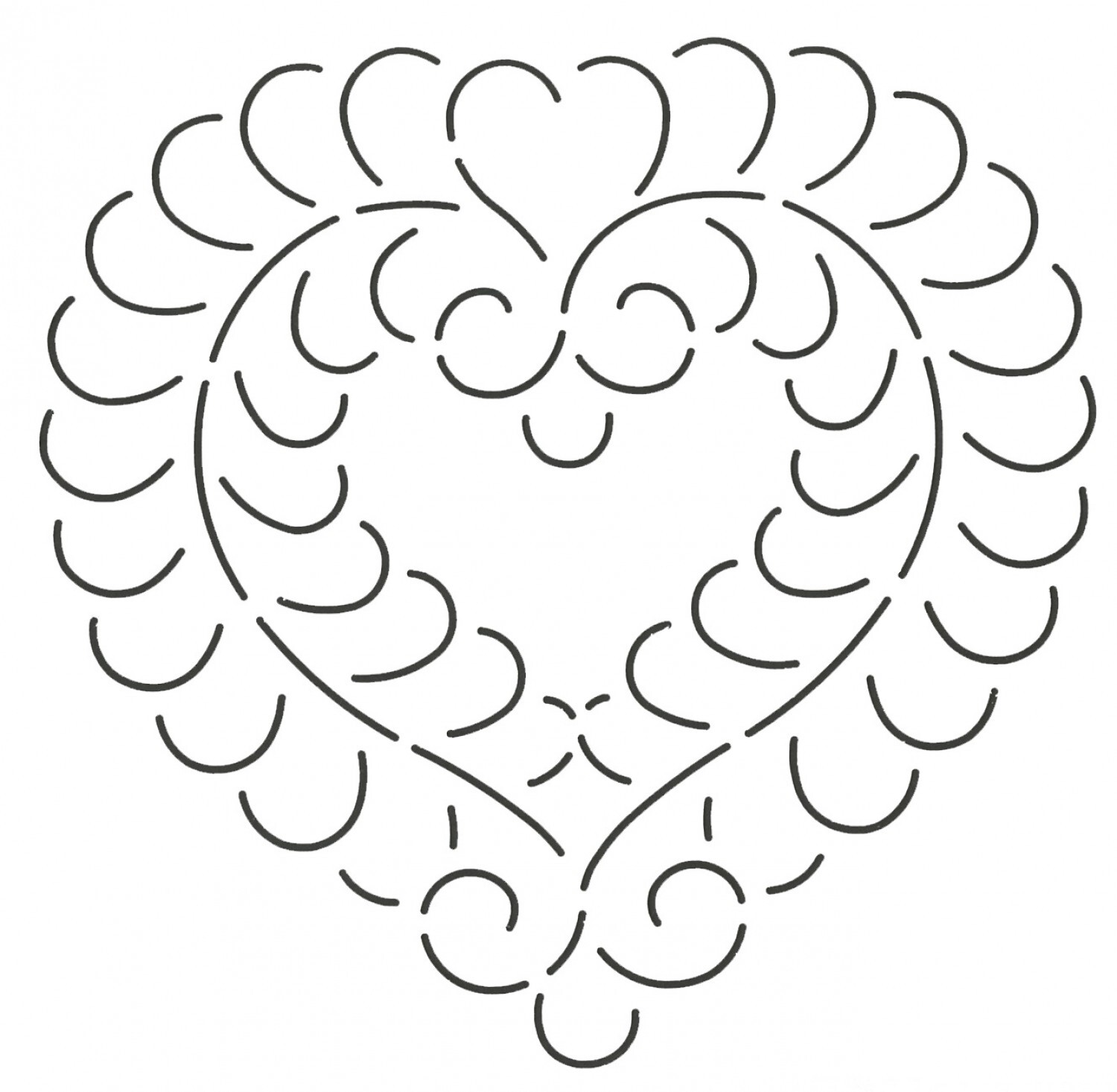 Quilt Stencil Feather Heart