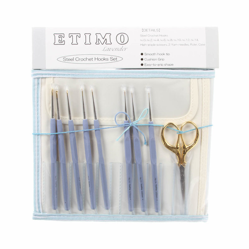 Etimo Steel Crochet Hooks Set Royal Silver includes Gold Handle Scissors