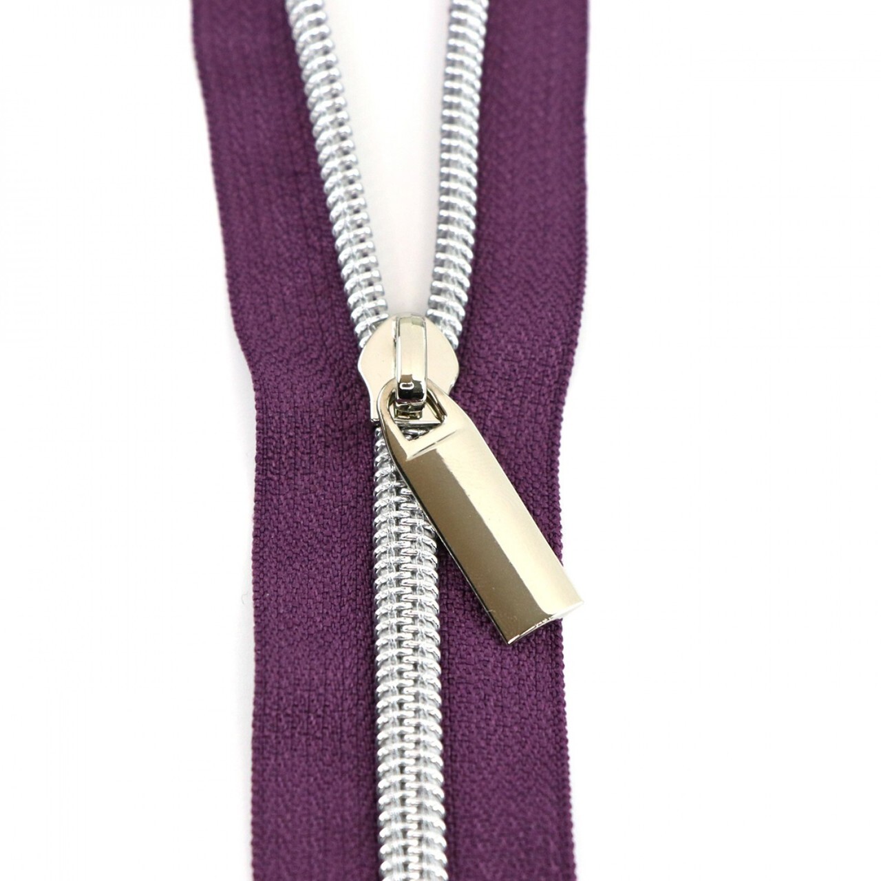 Sallie Tomato Zippers By The Yard Purple TapeNickel Teeth 5