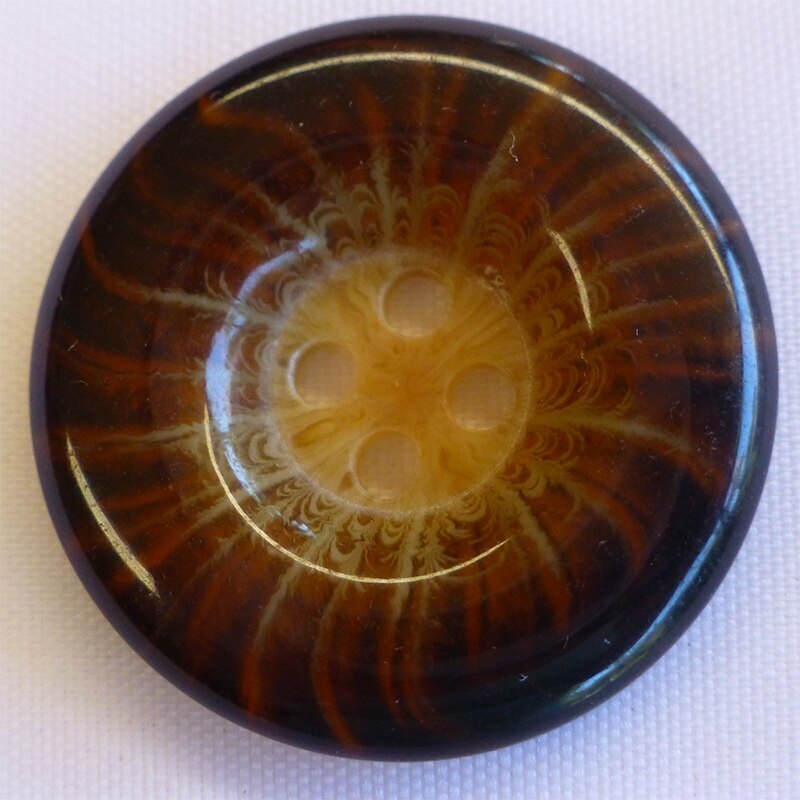 Plastic Marble Look Brown Button