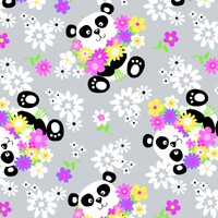 Comfy Flannel | Grey Panda & Flowers 