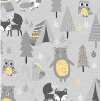 Grey Camping Animals Comfy Flannel
