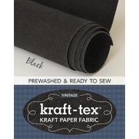 Kraft-tex Roll Black Prewashed Paper Fabric- Black