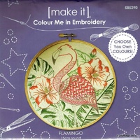 Colour Me In Embroidery - Flamingo