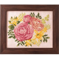 Seasonal Flower CROSS STITCH KIT- Ranunculus and Daffodil