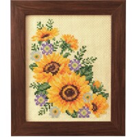 Seasonal Flower CROSS STITCH KIT- Sunflower and Aster