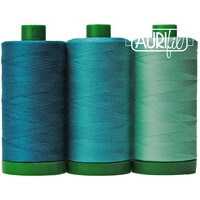 Aurifil  3pc set Blue Throated Macaw Teal 40wt