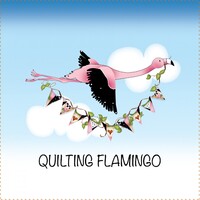 Jody Houghton - QUILT FLAMINGO Fabric Art Panel 6in sq