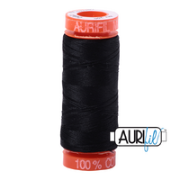 Aurifil 50 wt Cotton Mako 200 m - Black