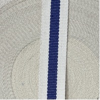 Belting 32 mm wide - Off White with Blue Stripe
