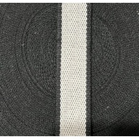 Belting 32 mm wide - Black with Cream Stripe