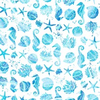 Coastal Living - Light Blue Seahorse & Shells
