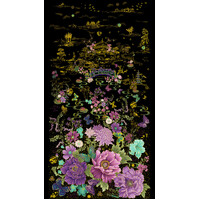 Shizuka - Black Asian Floral Butterfly Panel 