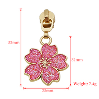 Cherry Blossom Zipper Pulls [Colour: Dark Pink] [Size: #5] [Slider Colour: Nickle]