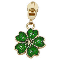 Cherry Blossom Zipper Pulls [Colour: Emerald Green] [Size: #5] [Slider Colour: Gold]