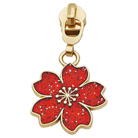 Cherry Blossom Zipper Pulls [Colour: Red] [Size: #5] [Slider Colour: Rose Gold]