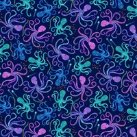 Colorful Aquatic World - Navy Eight Twisted Tentacles