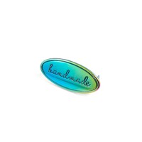 Emmaline Metal Bag Label Oval handmade - Iridescent Rainbow