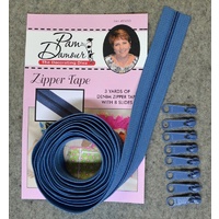Reversible Coil Zipper 3 Yards - 8 Slides - Denim