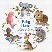 ‘Little Aussie’ Birth Sampler Cross Stitch Pattern