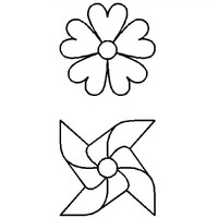 Quilt Stencil - Summertime Pinwheel & Flower 3in