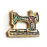 Vintage Sewing Machine Black Enamel Pin 