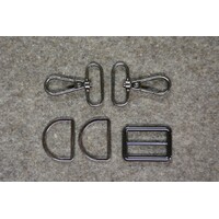 Gunmetal 1-1/4in Wide Bag Strap Hardware 5pc