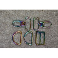Bag Hardware - Rainbow 1-1/4in D-Ring 4pc