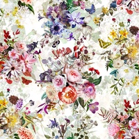 Cream Floral Garden & Butterflies Digital - off the bolt