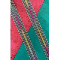 Black Stripe Zipper Tape with Rainbow Teeth
