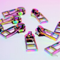 Iridescent Rainbow Zipper Pulls, 10 Pack - Size 5