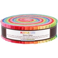 Kona Cotton Solids Skinny Strips Bright Colorway 1 1/2 -41pc"
