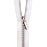 Grey #3 Nylon Gunmetal Coil Zippers: 3 Yards with 9 Pulls