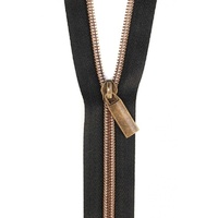 Zippers By The Yard Black Tape Antique Gold  #5