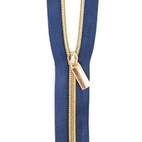 Zippers By The Yard Navy Tape Gold  #5
