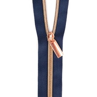 Zippers By The Yard Navy Tape Rose Gold  #5
