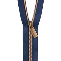 Zippers By The Yard Navy Tape Antique Gold  #5