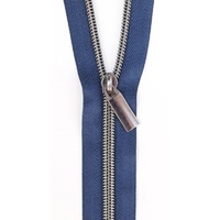 Zippers By The Yard Navy Tape Gunmetal  #5