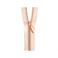 Sallie Tomato - Zippers By The Yard Beige Tape Rose Gold Teeth #5