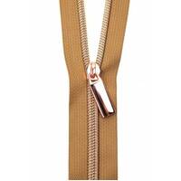 Sallie Tomato - Zippers By The Yard Natural Tape Rose Gold Teeth #5