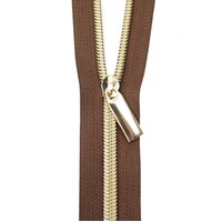 Zippers By The Yard Brown Tape Gold #5