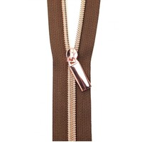 Sallie Tomato - Zippers By The Yard Brown Tape ROSE GOLD #5
