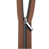 Sallie Tomato - Zippers By The Yard Brown Tape GUNMETAL #5