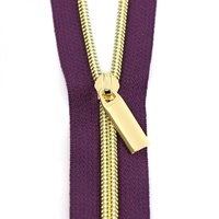 Sallie Tomato - Zippers By The Yard Purple Tape-Gold Teeth #5